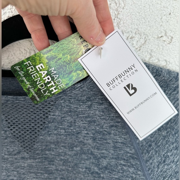 Buff Bunny Blue Gray Recharge Seamless Crop Short Sleeve Granite Medium NWT - Picture 7 of 9
